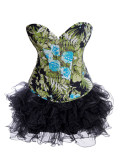 flower printed corset with layered skirt m1980