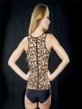 Charming women purple leopard latex corsets steel bone corsets M1307B