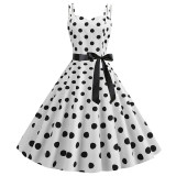 Suspender Retro 50S Black White Dot Party Sexy Trending Dress JY14085
