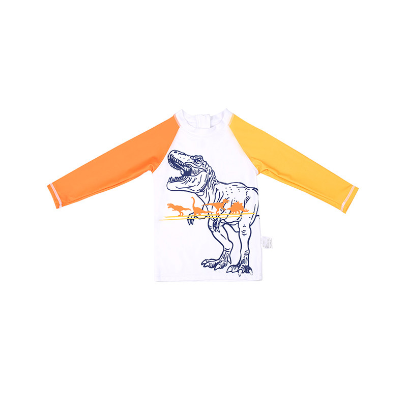 Three-Piece Children's Swimsuit Protection Cartoon Dinosaur Print Short-Sleeved Boy's Swimsuit KF212