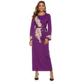 New Style Elegant Embroidered Beaded Trumpet Sleeve Lace Up Dress 1921