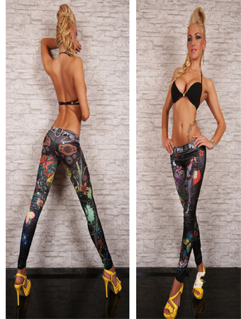 Seamless Tattoo Leggings trousers FG6015BK