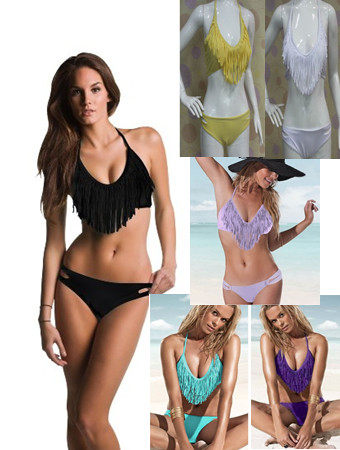 Sexy Black Tassels Bikini M5220