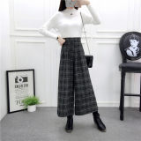 Autumn Winter Woolen Plaid Wide Leg Pants FG154