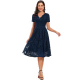 V-neck Midlength Lace Wedding Party With A Full Swing Dinner Dress CD1784