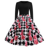 Long Sleeve Polka Dot Classic Party Casual Women Dress JY13106