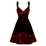 Sexy Halloween Print Dresses Ladies Elegant Sleeveless Women Dress Gothic Robe M5153