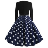 Long Sleeve Polka Dot Classic Party Casual Women Dress JY13106