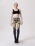 Leopard Head Print Black Leggings M9098