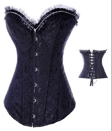 Rhinestone Embellishment Brocade Corset  M1881B