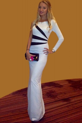 Black and White Patchwork Evening Dress M3960