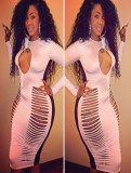 New Arrival Sexy Hollow Out Long Sleeves Bodycon Bnadage Midi Dress M3833