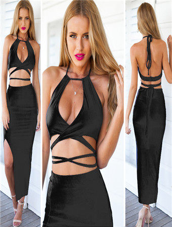 2015 Sexy women dark blue tight bandage dress M30012