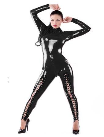 Sexy Black Catwomen PVC Jumpsuit M7176
