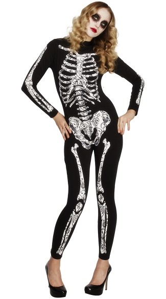 Skull print Halloween costume jumpsuit style halloween party clothes