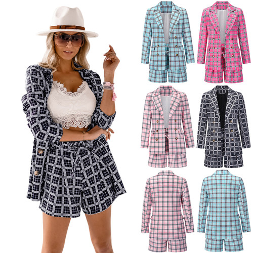 2 Piece Set Short Pants Suit Set Slim Fit Business Women Blazer LQ160
