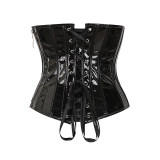 Steampunk Black PU Underbust Corset with Side Zipper Gothic Bustiers M22066