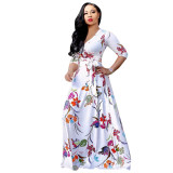 Hot Sale Long Printed Lady Dresses Casual Maxi Dress Women M8193