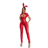 Sexy Bunny Girl Pvc Leather Bodysuit One Piece Shiny Jumpsuit XX680392