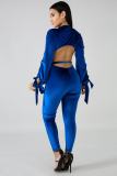 Sexy Jumpsuit Bandage V-neck long-sleeve Velvet sexy backless jumpsuit M8290