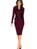 High Quality Hot 3 Colors Women OL V Neck Dress M30226