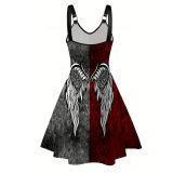 Sexy Halloween Print Dresses Ladies Elegant Sleeveless Women Dress Gothic Robe M5153