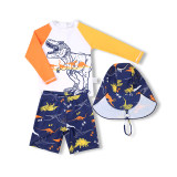 Three-Piece Children's Swimsuit Protection Cartoon Dinosaur Print Short-Sleeved Boy's Swimsuit KF212