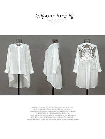White floral embroidery beachwear M5317