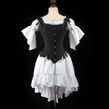 Retro Style Fan Shaped Corset Skirt U Collar Steel Bone Corset WK2297