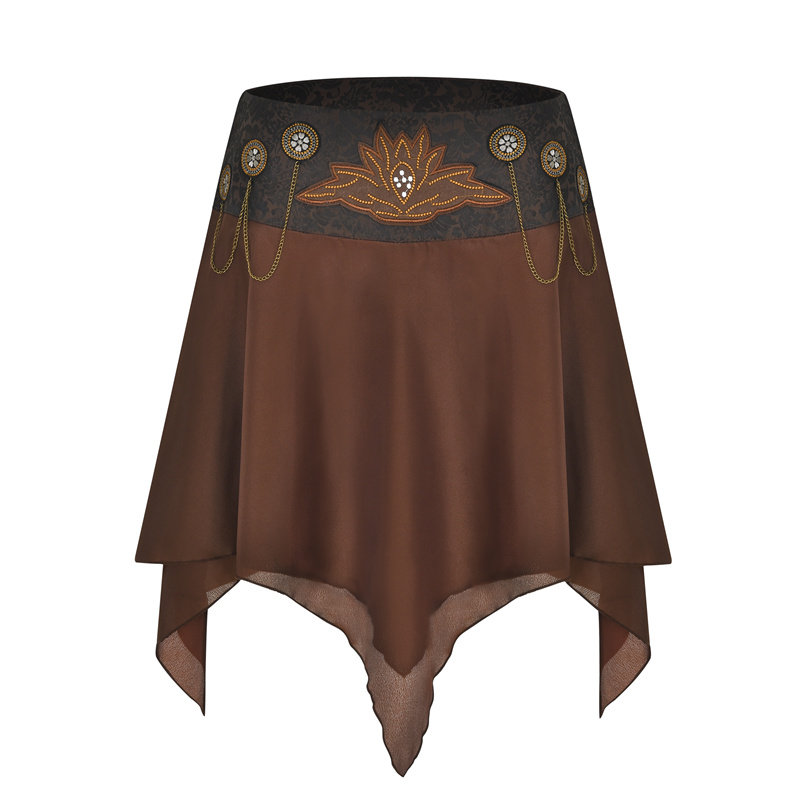 Vintage Brown Chains Steampunk Gothic Skirt M31762