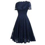 V-neck Midlength Lace Wedding Party With A Full Swing Dinner Dress CD1784