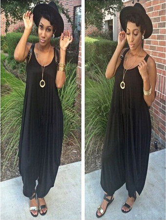 Newest Black Sleeveless Jumpsuit M2318