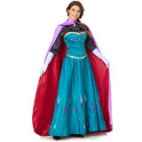 Frozen Anna Princess Long Dress Adults Snow Queen Cosplay Costume