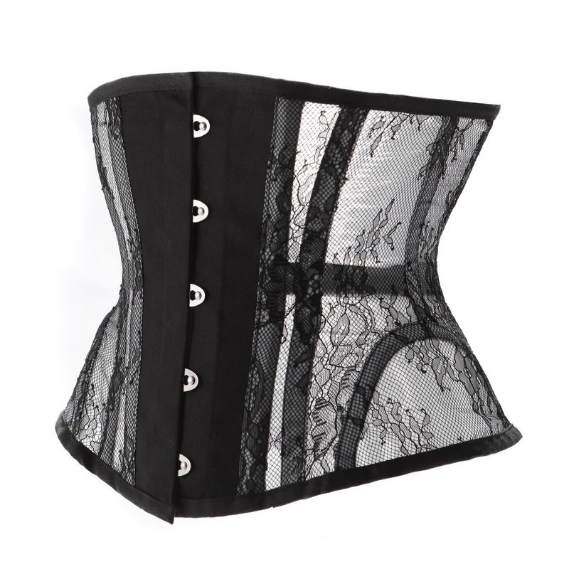 Women Sexy Lace Mesh Breathable Steel Boned Slimming Belt Waist Trainer Corset MS1525