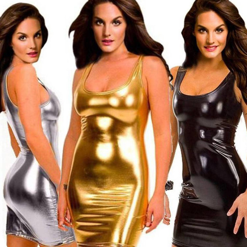 Patent Leather Skirt Sexy Mini Plus Size Evening Dress XX4083