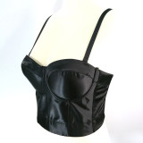 Small Halter Vest Women Satin Suit Leggings Sexy Breast Wrap Corset KN8313