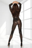 Black/Sliver/Golden Hollow Out Patent Leather Catsuit M7207