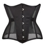 Black Mesh Women Waist Shrinkable Breathable Shapewear Corset Sexy Bustier WK2271