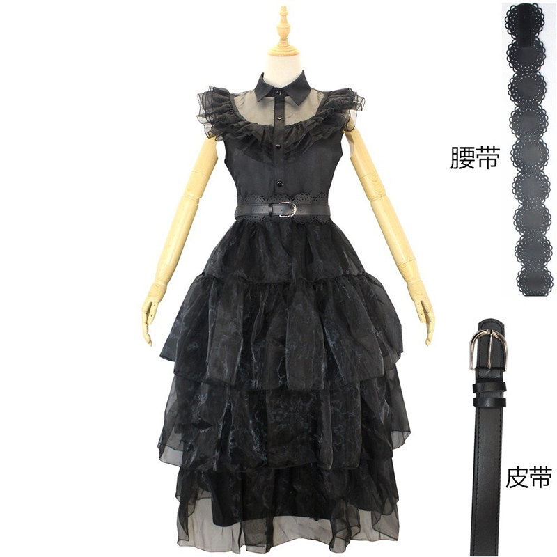Addams Family Gauze Dress Costume Wednesday PROM Dress Cosplay YF411