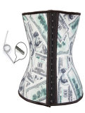 Dollar Print 9 Steel Boned Latex Waist Cincher  M1303J