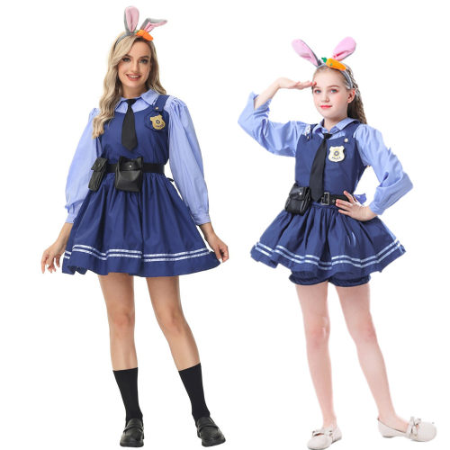 Adult Kids Halloween Cosplay Zootopia Officer Rabbit Costume MS5577