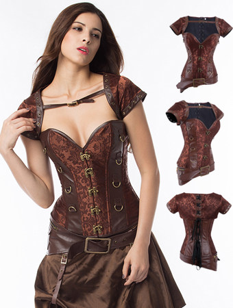 Women Corselet Gothic Brown Punk Corset M1369