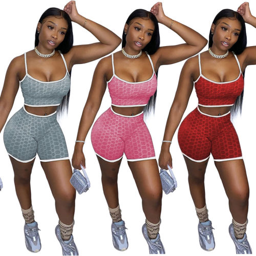 Yoga Set Women Sport Set Sling Two Piece Short Set M057