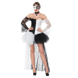 Black White Patchwork Corset With Mini Skirt M1419