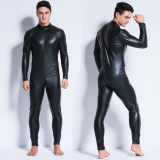 Men's Sexy Wetlook Faux Leather One Piece Skin Bodysuit Open Crotch Tights Catsuit Zentai M6721
