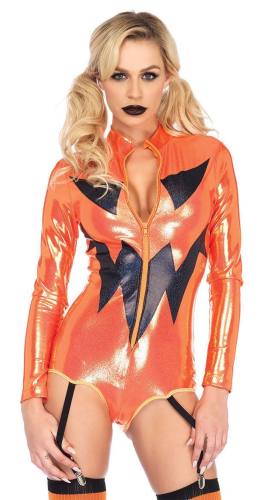 Orange Sexy Shiny Halloween Harley Quinn Costume M40479