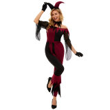 Red Sexy Circus Fancy Joker Clown Halloween Costume Cosplay M40763