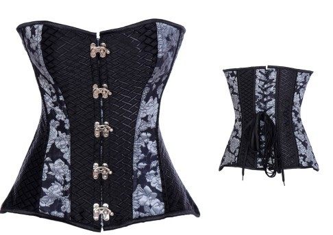 tight black satin corset m1956