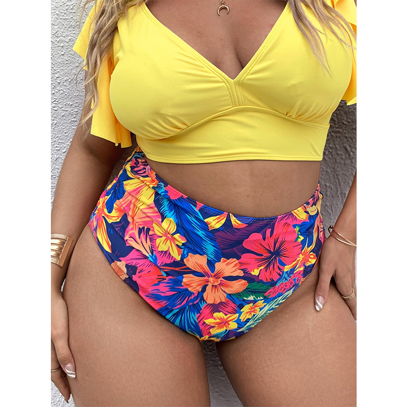 Beach Pants Woman Printed High Waist Swim Briefs 005