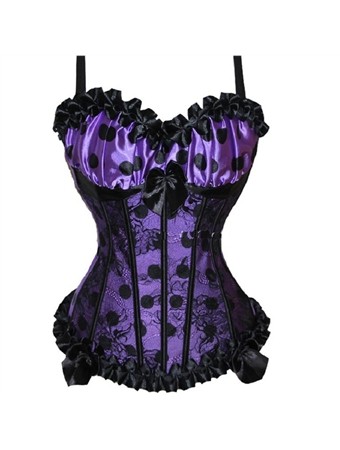 purple lace up brocade corsetm1883c